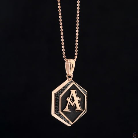 Geometrik Form Taş İşli Harf Kolye