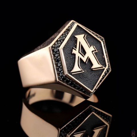 Geometrik Form Harf Yüzük