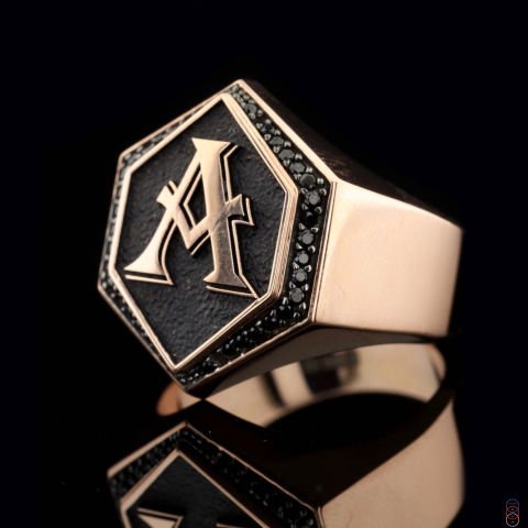 Geometrik Form Harf Yüzük