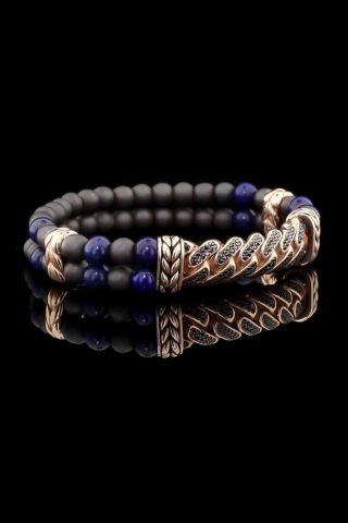 Doğal Taşlı (Lapis-Mat Oniks) Bileklik