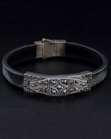 Deri Kordon Taşlı Bileklik