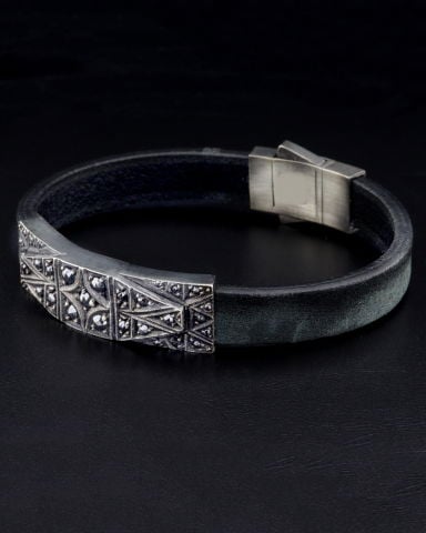 Deri Kordon Taşlı Bileklik