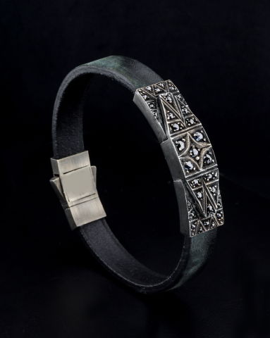 Deri Kordon Taşlı Bileklik