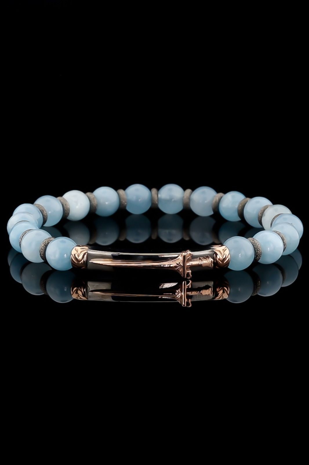 Akuamarin Taşlı Kılıç Figürlü Bileklik