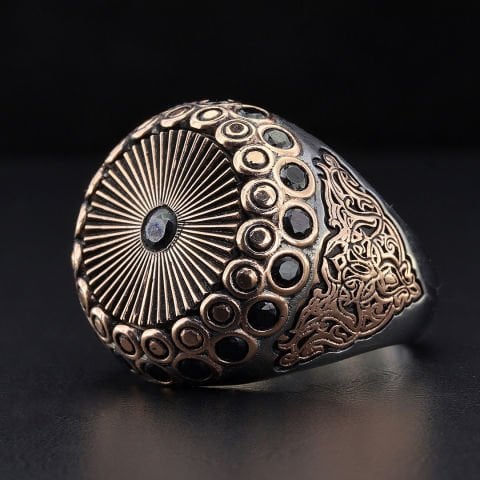 Yaşam Çarkı Figürlü Gravür İşlemeli Yüzük