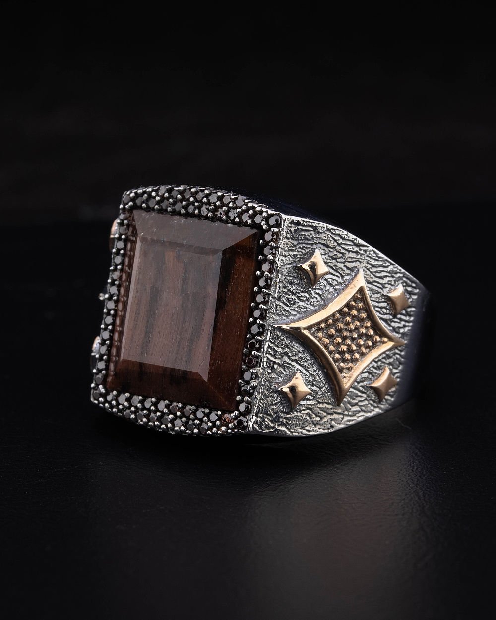 Kaplan Gözü(Tiger Eye) Taşlı Yüzük