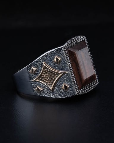 Kaplan Gözü(Tiger Eye) Taşlı Yüzük