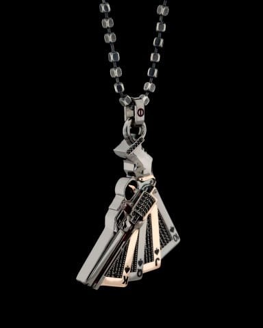 Kumarbaz Koleksiyonu Rus Ruleti Ve İskambil Kağıdı Figürlü Kolye