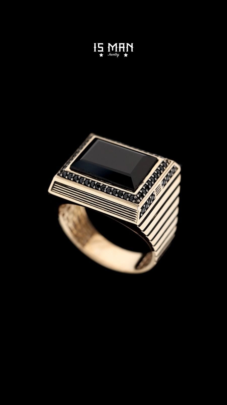 -Babalar Günü Özel-Dikdörtgen Form Taş İşli Yüzük