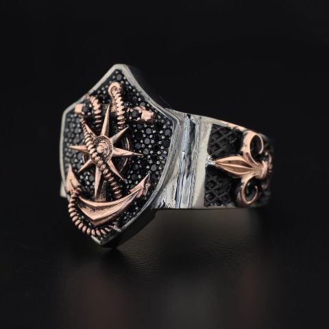 Çapa Ve Fleur De Lis(Fransız Lalesi) Figürlü Yüzük