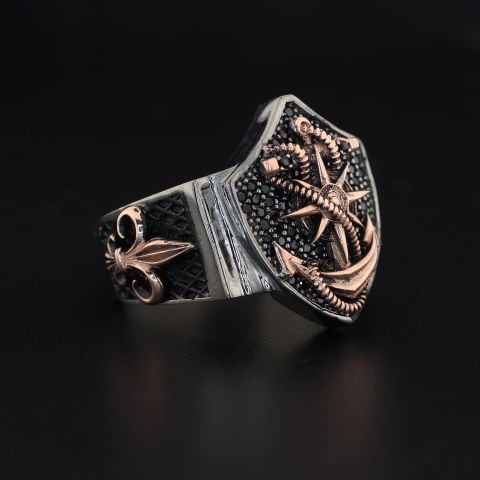 Çapa Ve Fleur De Lis(Fransız Lalesi) Figürlü Yüzük