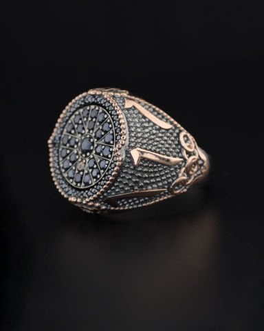 Allah ve Muhammed Yazılı Taşlı Yüzük