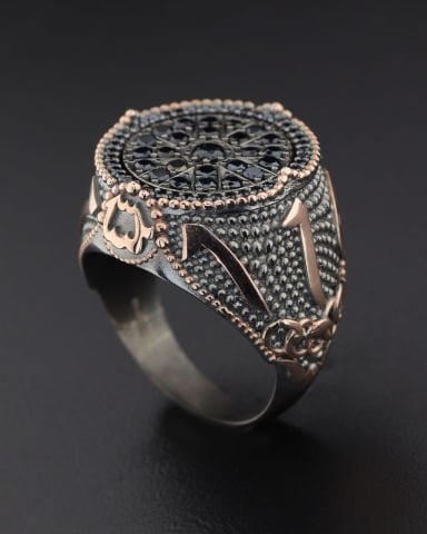 Allah ve Muhammed Yazılı Taşlı Yüzük