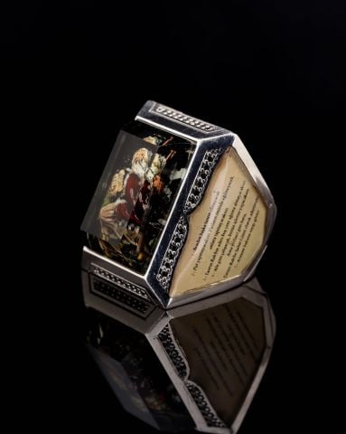 Siyah Pırlanta Taşlı Musa Tasvirli İlahi Emirler Yüzüğü