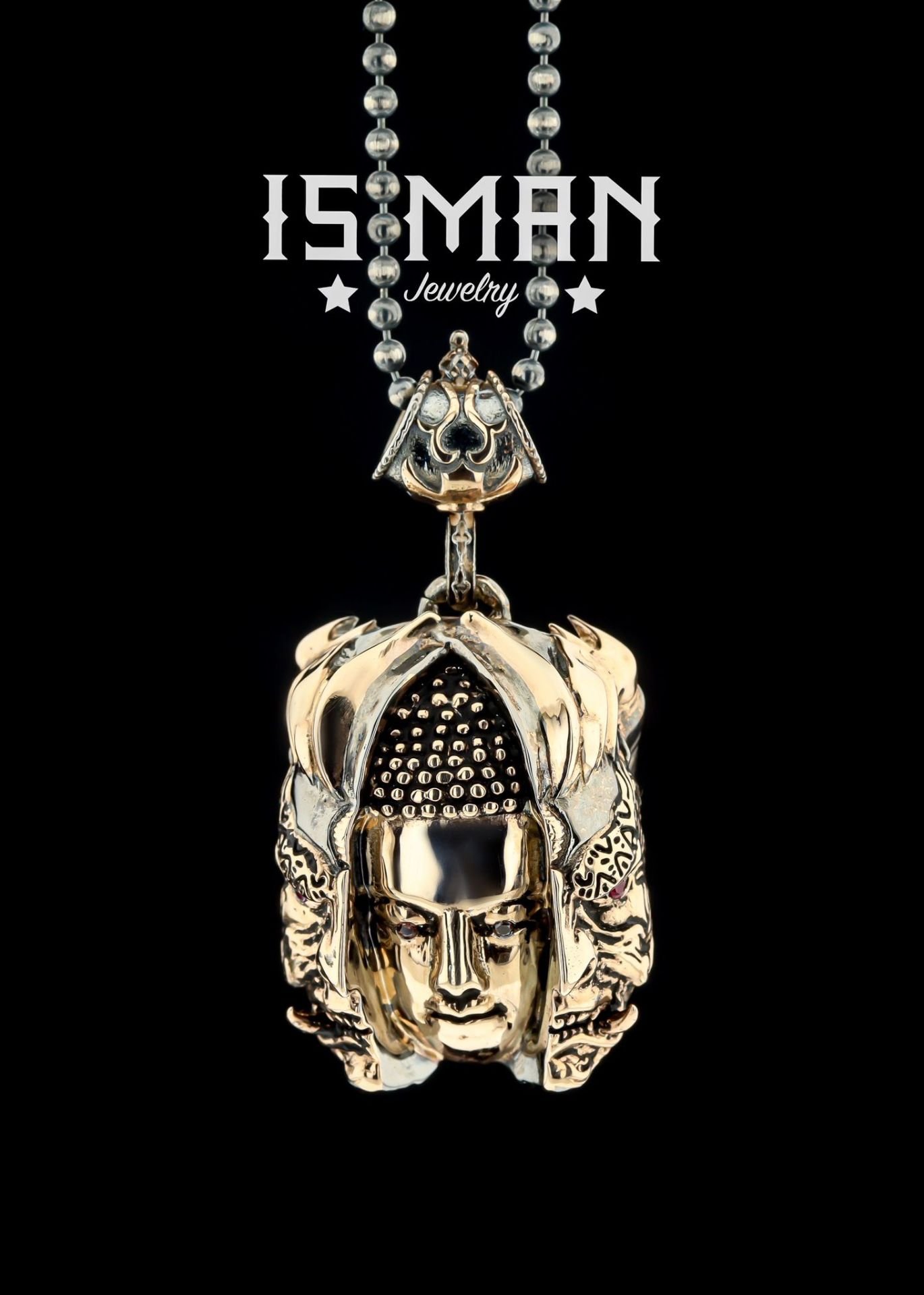 Çin Şeytanı Ve Buddha Heykeli Figürlü Kolye