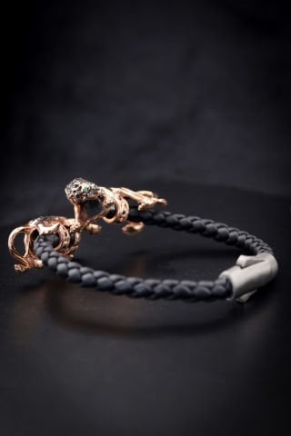 Üç Boyutlu Çift Aslan Figürlü Bileklik