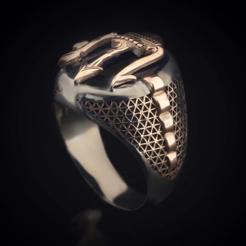 Okyanus Ve Deprem Tanrısı Poseidon Asası Figürlü Yüzük