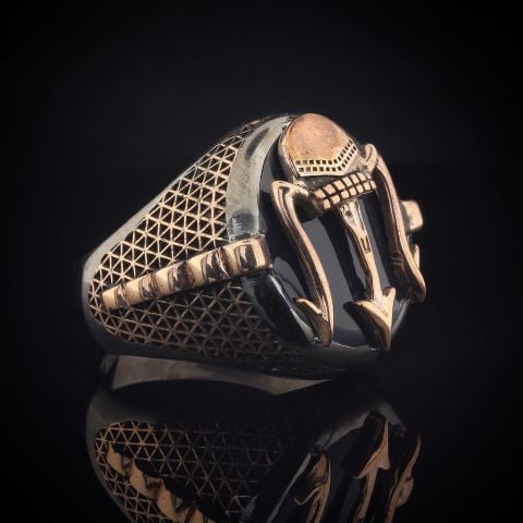 Okyanus Ve Deprem Tanrısı Poseidon Asası Figürlü Yüzük