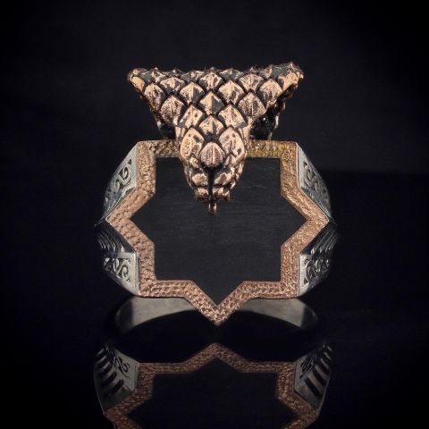 Yılan Uraeus Ve Selçuklu Yıldızı Figürlü Yüzük