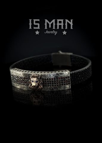 Orijinal Vatoz Derisi Kordonlu Aslan Figürlü Bileklik