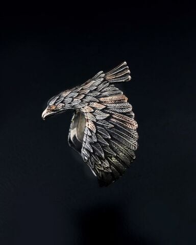 Üç Boyutlu Kartal Figürlü Yüzük