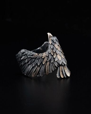 Üç Boyutlu Kartal Figürlü Yüzük