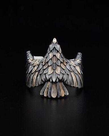 Üç Boyutlu Kartal Figürlü Yüzük