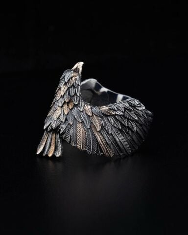 Üç Boyutlu Kartal Figürlü Yüzük