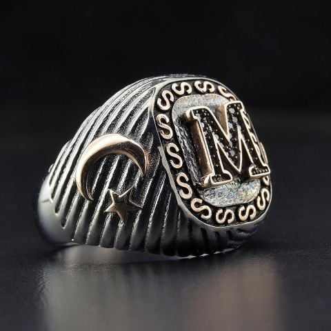 Harf İşli Ay Yıldızlı Yüzük