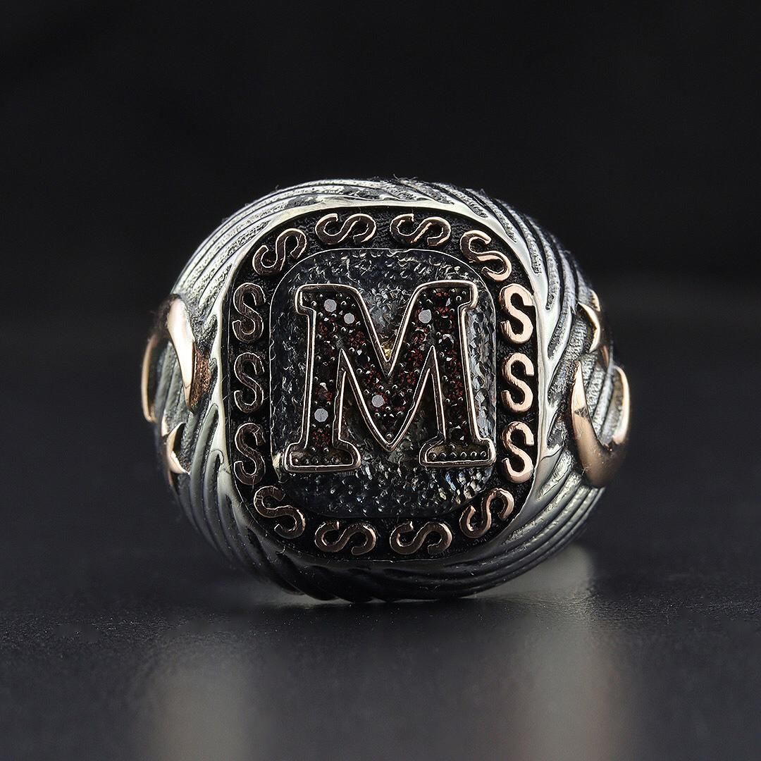 Harf İşli Ay Yıldızlı Yüzük