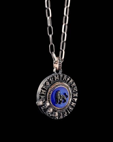 Kaplan Figürlü Vikin Pusula Kolye