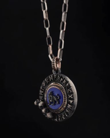 Kaplan Figürlü Vikin Pusula Kolye