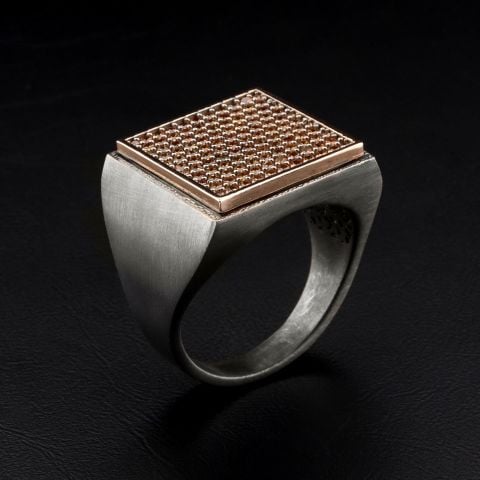 Kare Form Taşlı Yüzük