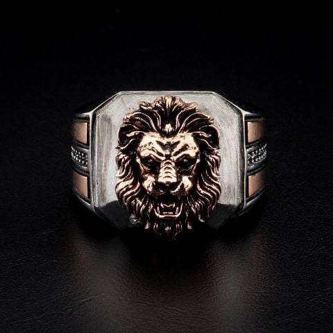 Aslan Figürlü Taş İşlemeli Yüzük