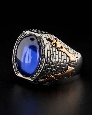 Kılıç Figürlü Taşlı Yüzük