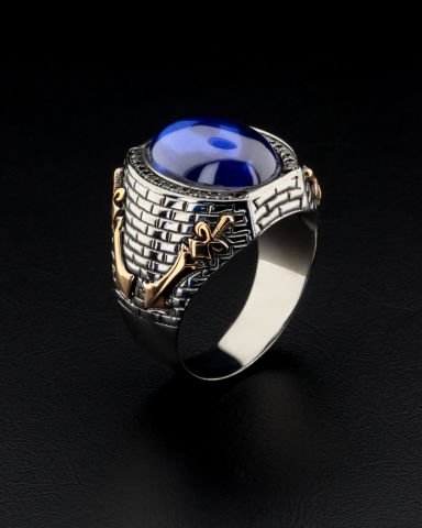 Kılıç Figürlü Taşlı Yüzük