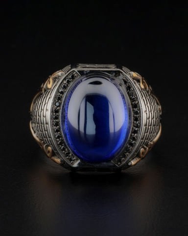 Kılıç Figürlü Taşlı Yüzük