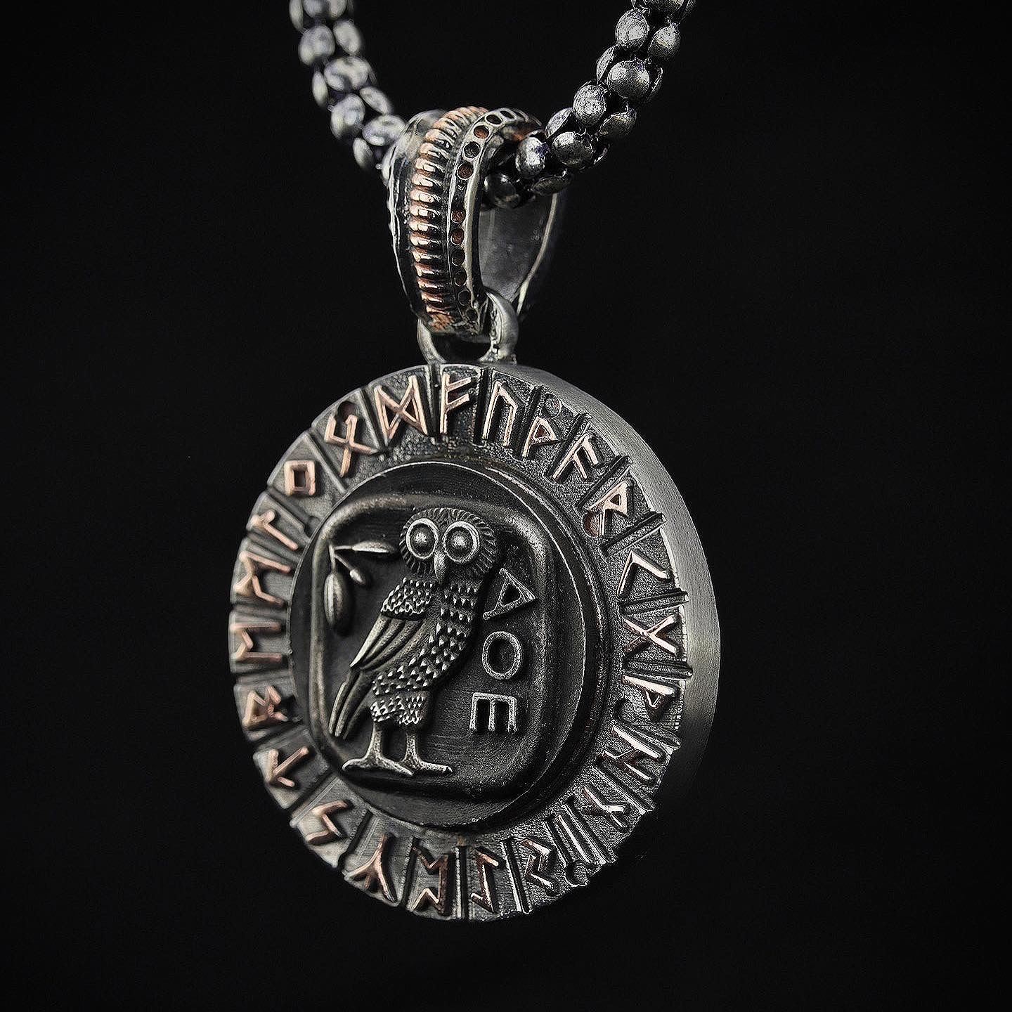 Antik Yunan Baykuş Sikkesi Figürlü Kolye