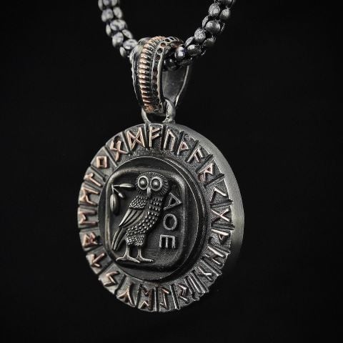 Antik Yunan Baykuş Sikkesi Figürlü Kolye