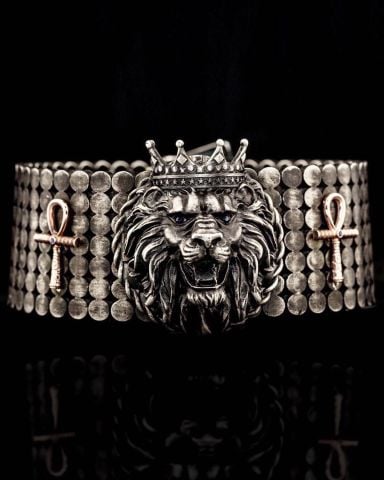 Aslan Kral Ve Ankh Figürlü Kelepçe Bileklik