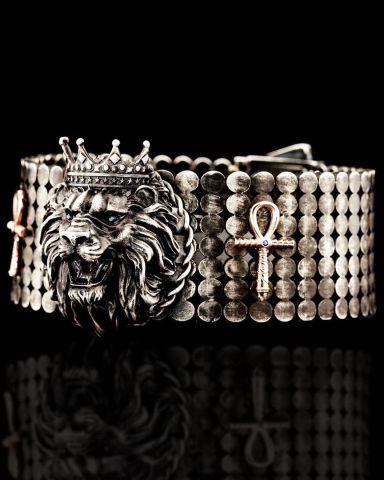 Aslan Kral Ve Ankh Figürlü Kelepçe Bileklik