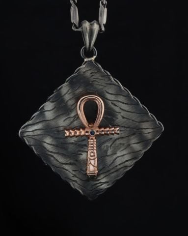 Anubis Ve Nil Anahtarı(Ankh) Figürlü Kolye