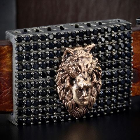 Kurt Başlıklı Kızılderili Adam Figürlü Deve Kuşu Derisi Bileklik