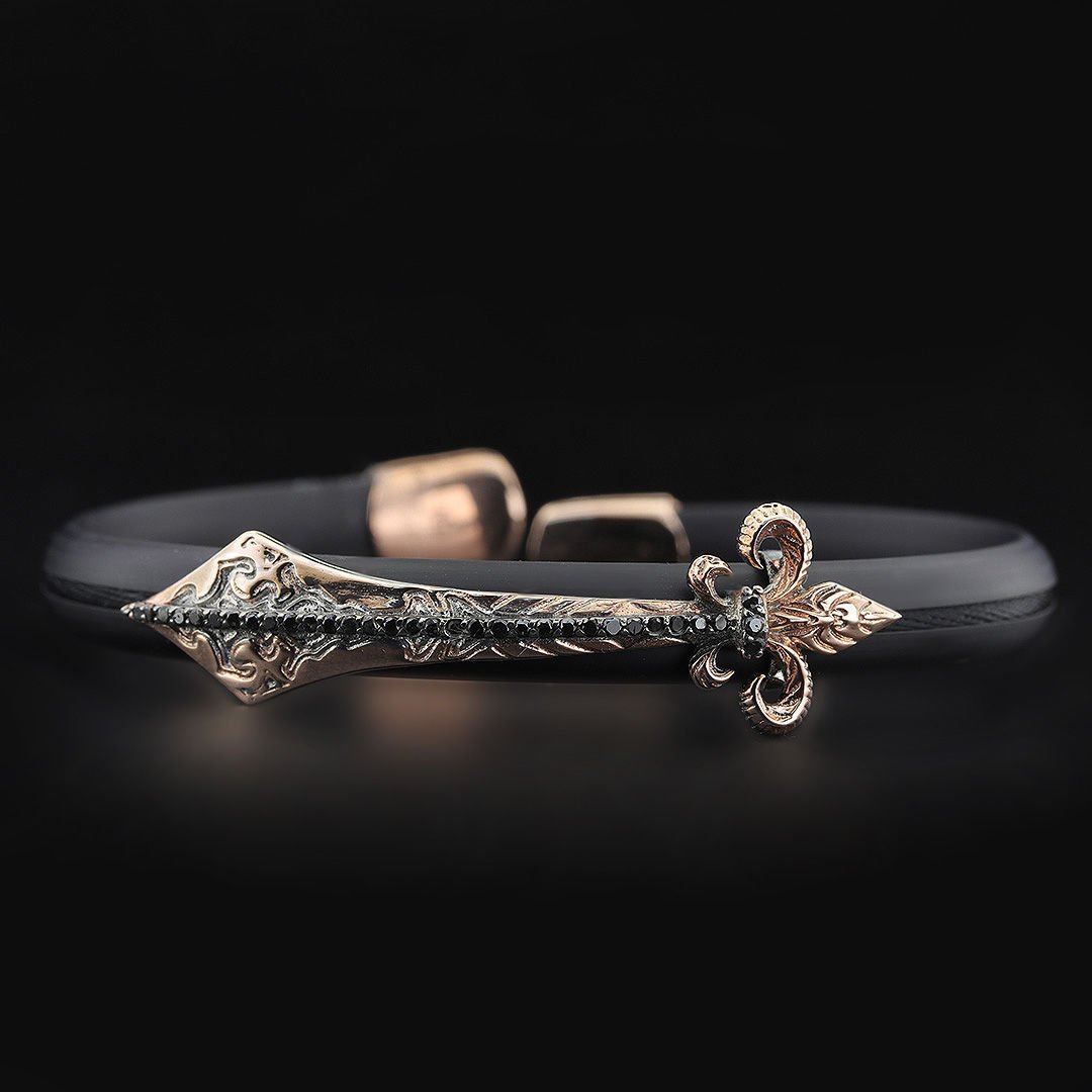 Fleur De Lis Figürlü Pırlanta Taşlı Bileklik