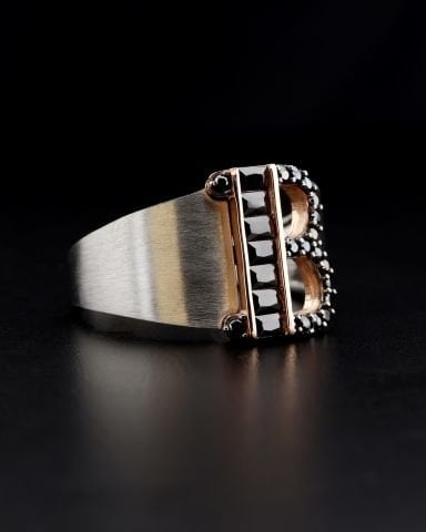 Harfli Taşlı Yüzük-B