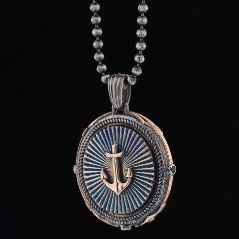 Çapa Figürlü Madalyon Kolye