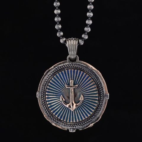 Çapa Figürlü Madalyon Kolye