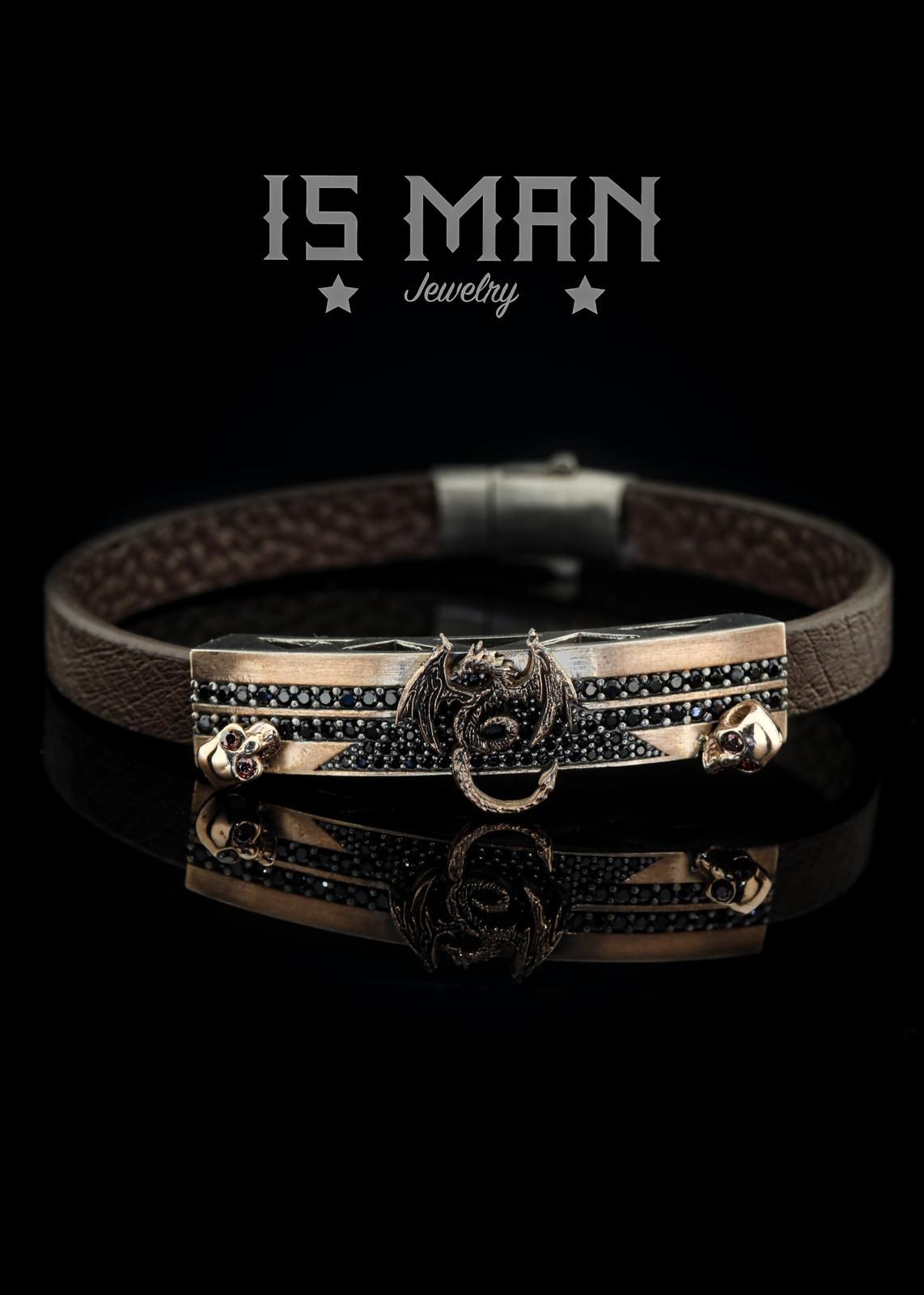 Ejderha Ve Kurukafa Figürlü Bileklik