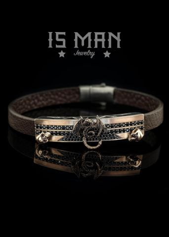 Ejderha Ve Kurukafa Figürlü Bileklik