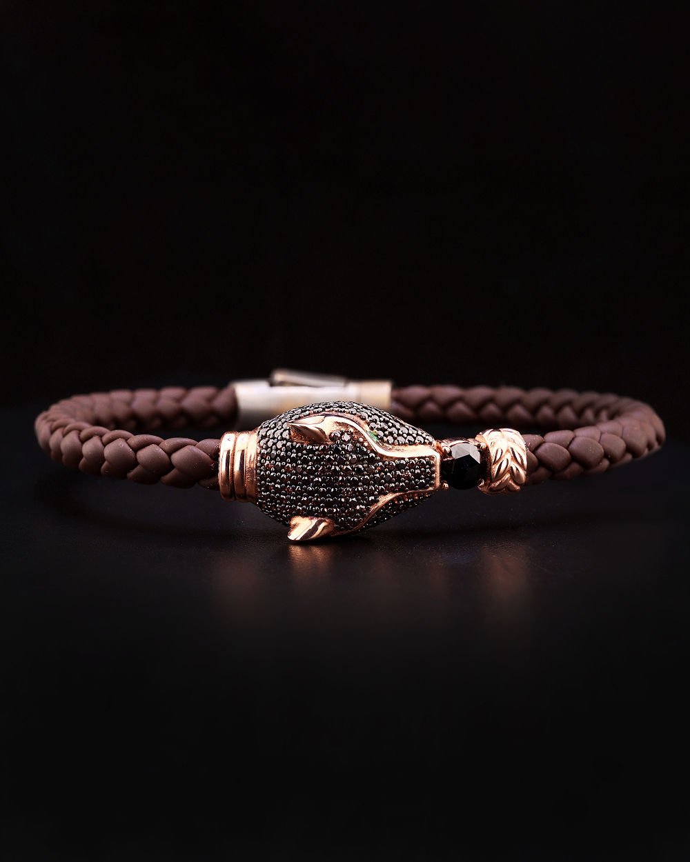 Üç Boyutlu Panter Gümüş Bileklik